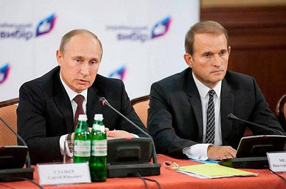 Vladimir Putin (left) and Viktor Medvedchuk (right) ~